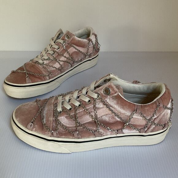 Vans x Sandy Liang Pink Velvet Chain Sneakers Size US Women's 6  Rare Collab - Picture 1 of 10